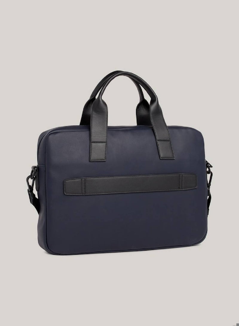 Men's Essential Corporate Laptop Bag - faux leather, Blue