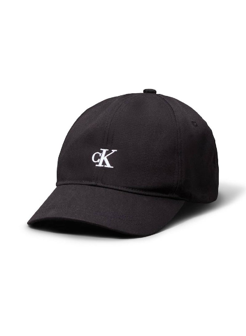 Kids' Cotton Monogram Cap -  cotton twill, Black