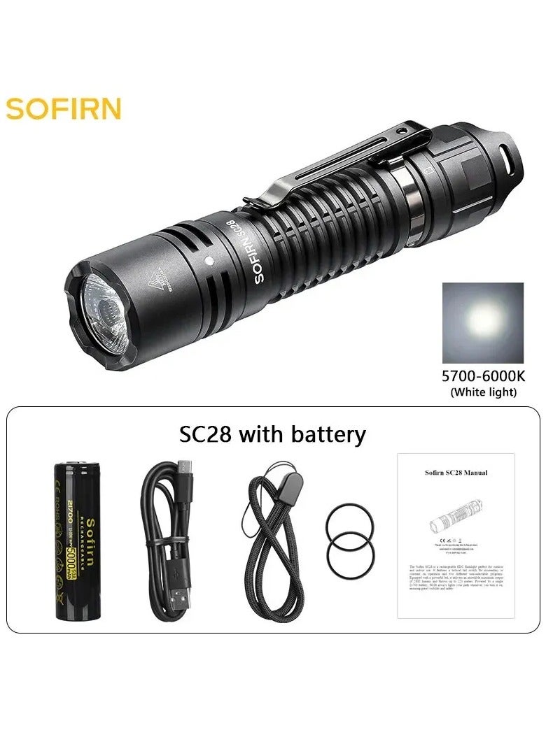 SC28 XHP50B HD LED 2800Lm Type C Rechargeable Flashlight Portable Powerful 21700 Torch EDC Flash Light IPX8 For Camping