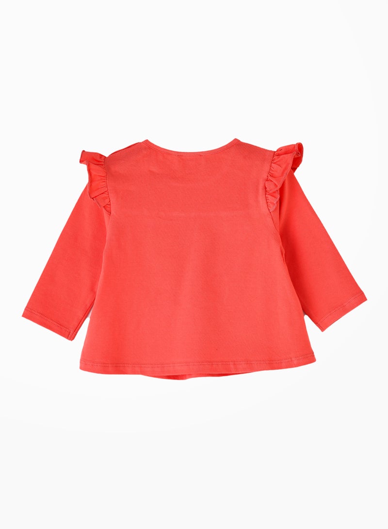 Girls' Ruffled Sleeve Dragonfly Top