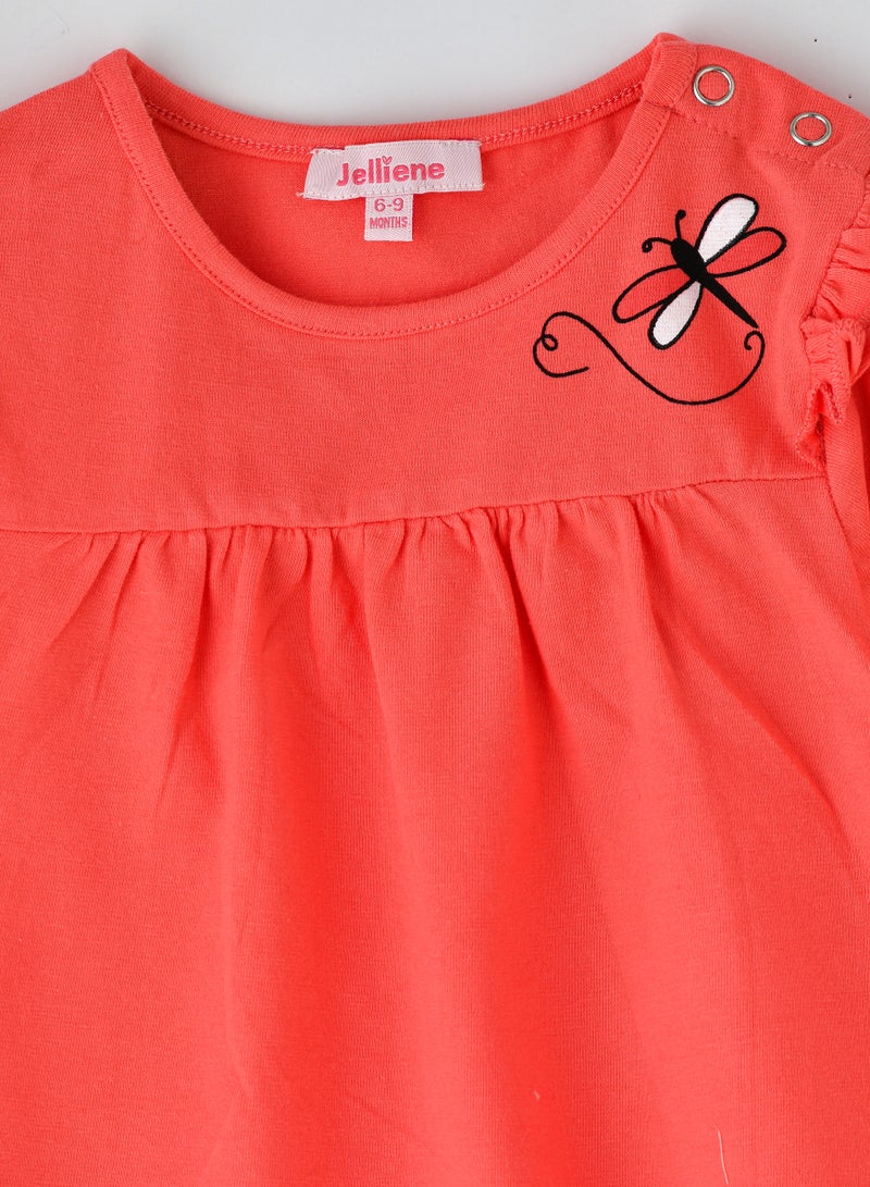 Girls' Ruffled Sleeve Dragonfly Top