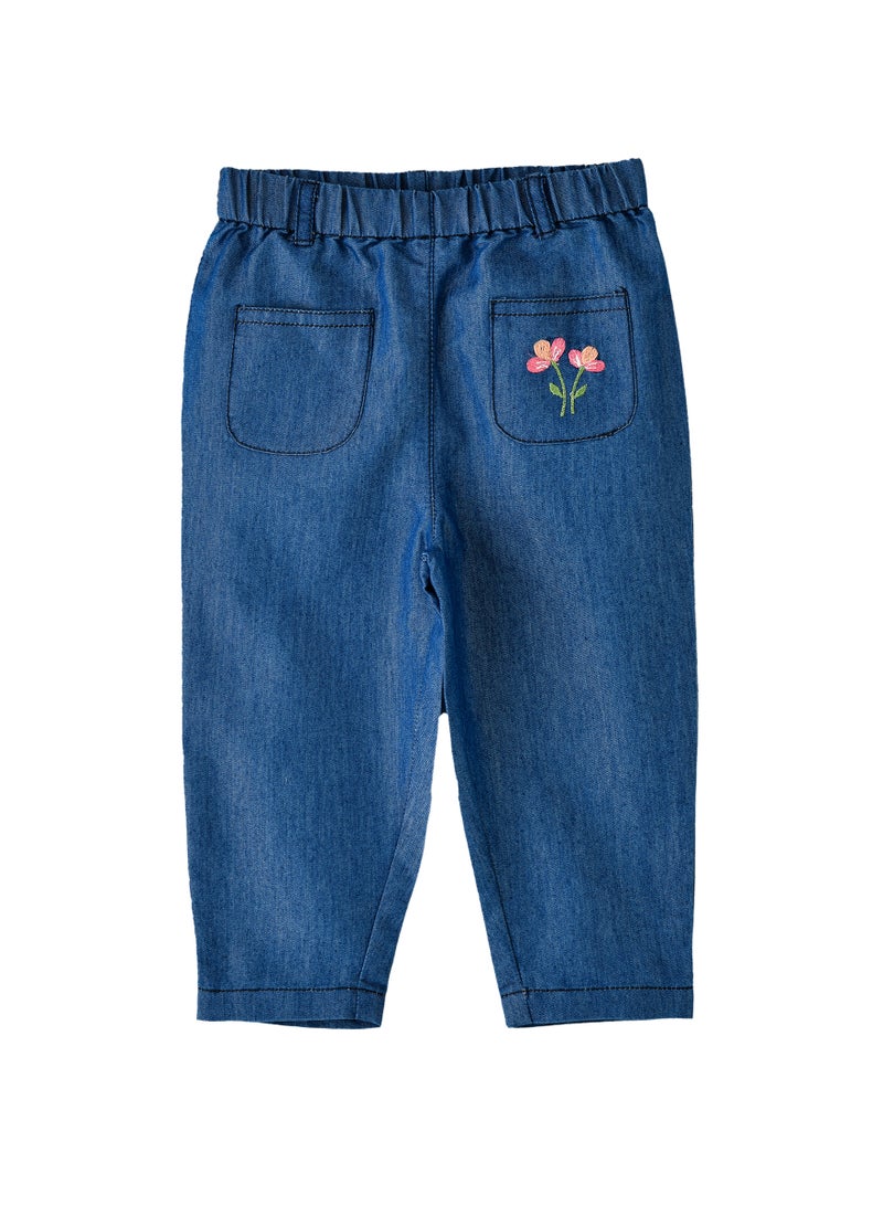 Girls' Embroidered Denim Pants