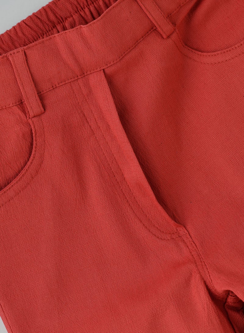 Girls Red Stretch Pants