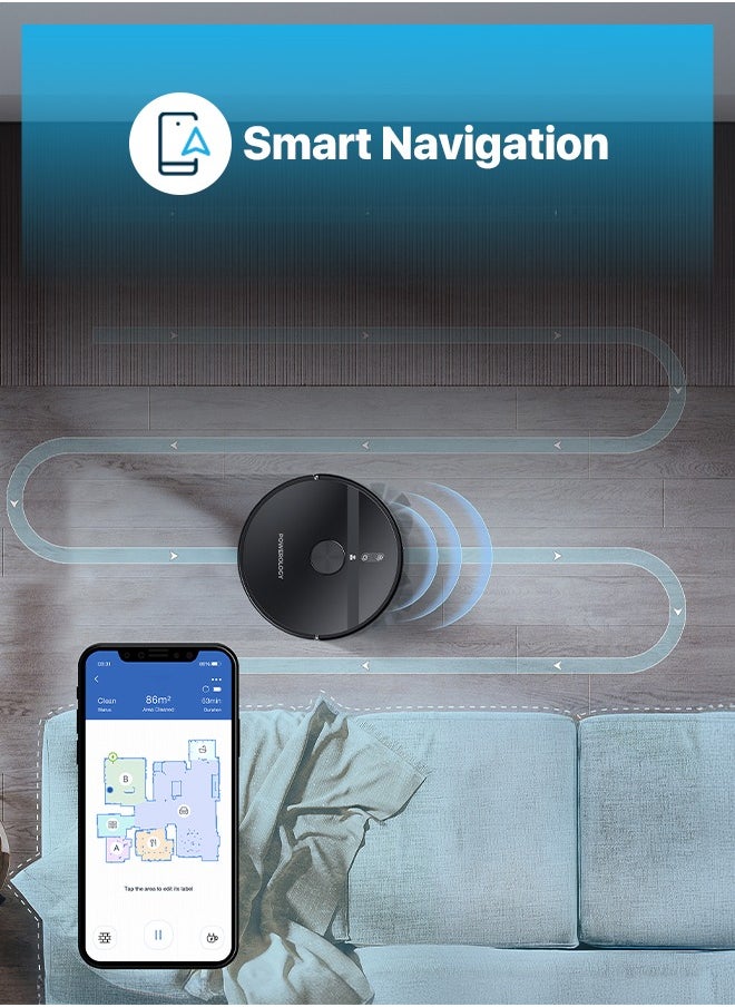 Smart Station Robot Vacuum & Mop / Automatic Dust Disposal / Powerful Motor & Suction / Smart Navigation / Efficient Cleaning Routes - Black