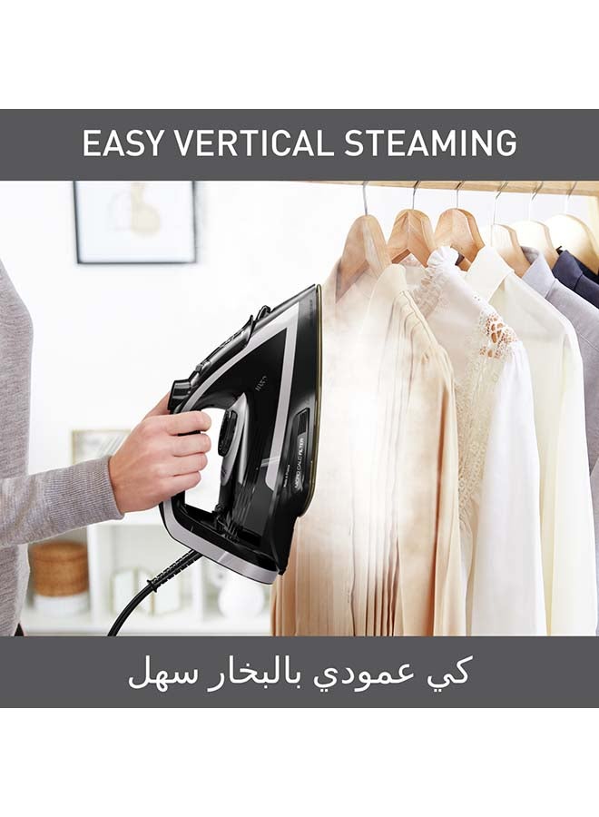 TEFAL Steam Iron | Puregliss | 3000 W |Anti-Stain Protection | Exceptional Glide | Safety Auto-Off | FV8062G0 270 ml 3000 W FV8062G0 Black