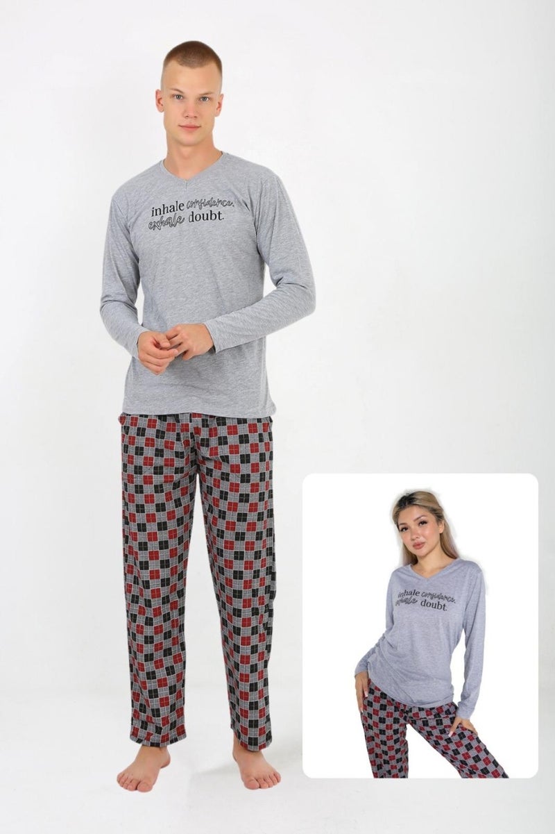 Men's Long Sleeve Combed Cotton Pajama Set Lover's Combination 50130 Single Pajama Price.