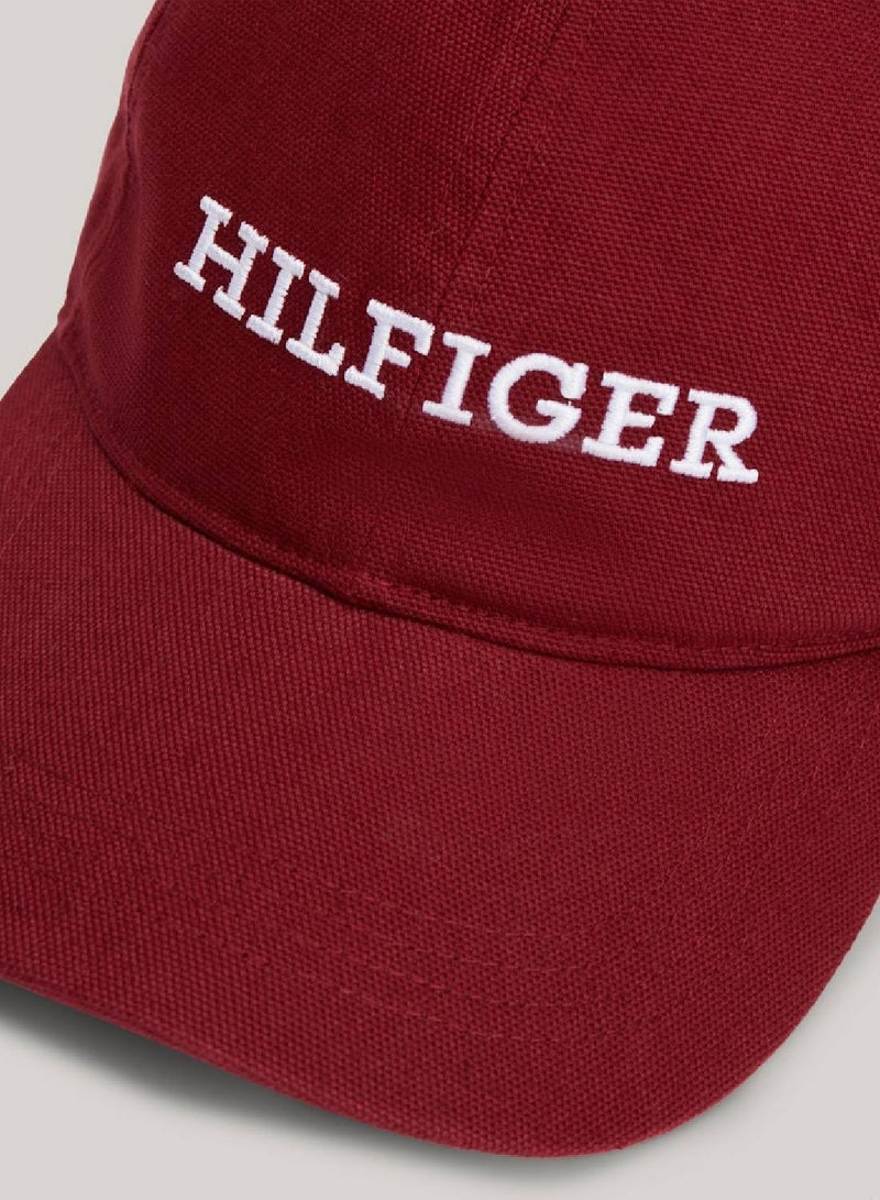 Men's Hilfiger Monotype Embroidery Six-Panel Baseball Cap -  Pure cotton, Red