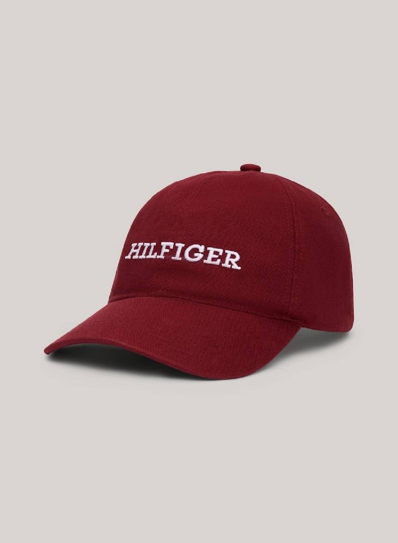 Men's Hilfiger Monotype Embroidery Six-Panel Baseball Cap -  Pure cotton, Red