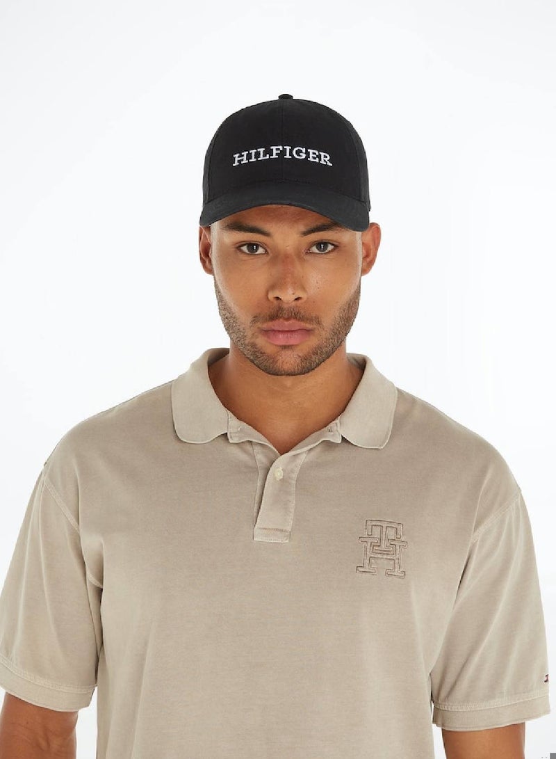 Men's Hilfiger Monotype Embroidery Six-Panel Baseball Cap -  Pure cotton, Black