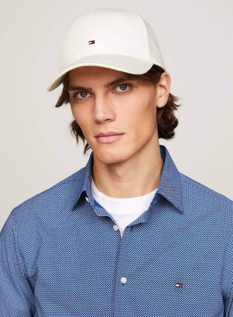 Men's Six-Panel Flag Embroidery Cap -  Pure organic cotton, Beige