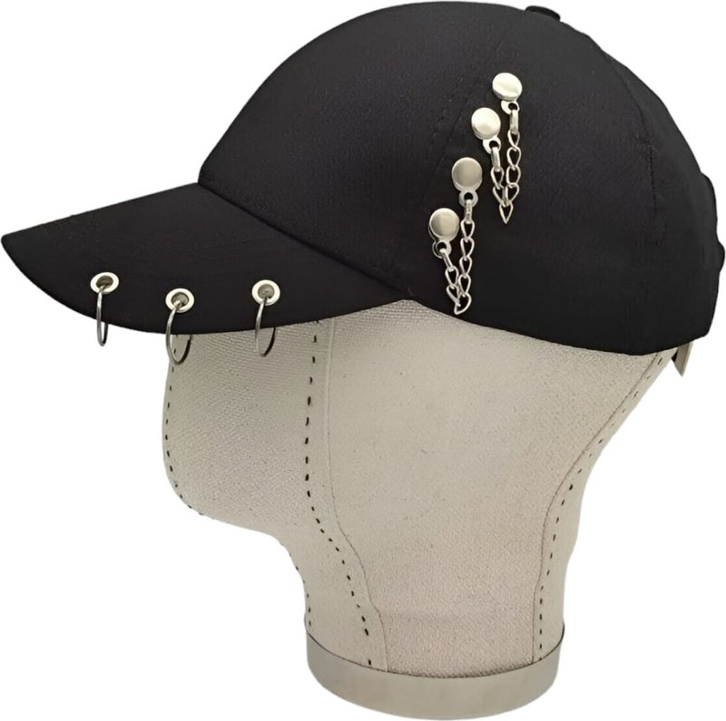 Unisex Back Adjustable K Pop Design Piercing Cap Hat