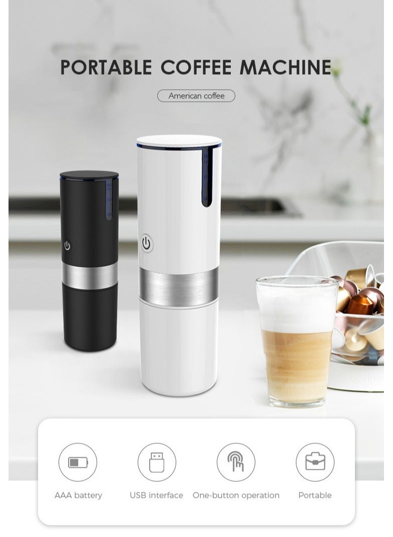 Outdoor small portable mini electric coffee machine, office and household coffee powder, capsule universal machine, requires heated water for use,Electric, Mini