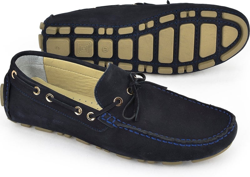 , Men's Genuine Leather Loafer 131986 N3021 2 Navy Blue