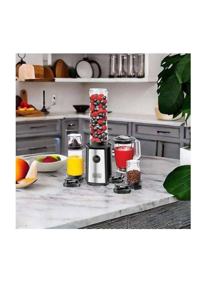 300W 16 Piece 4-in-1 Personal Compact Sports Blender/Smoothie Maker with Citrus Juicer & Grinder Mill 550 ml 300 W SBX300BCG Black/Silver