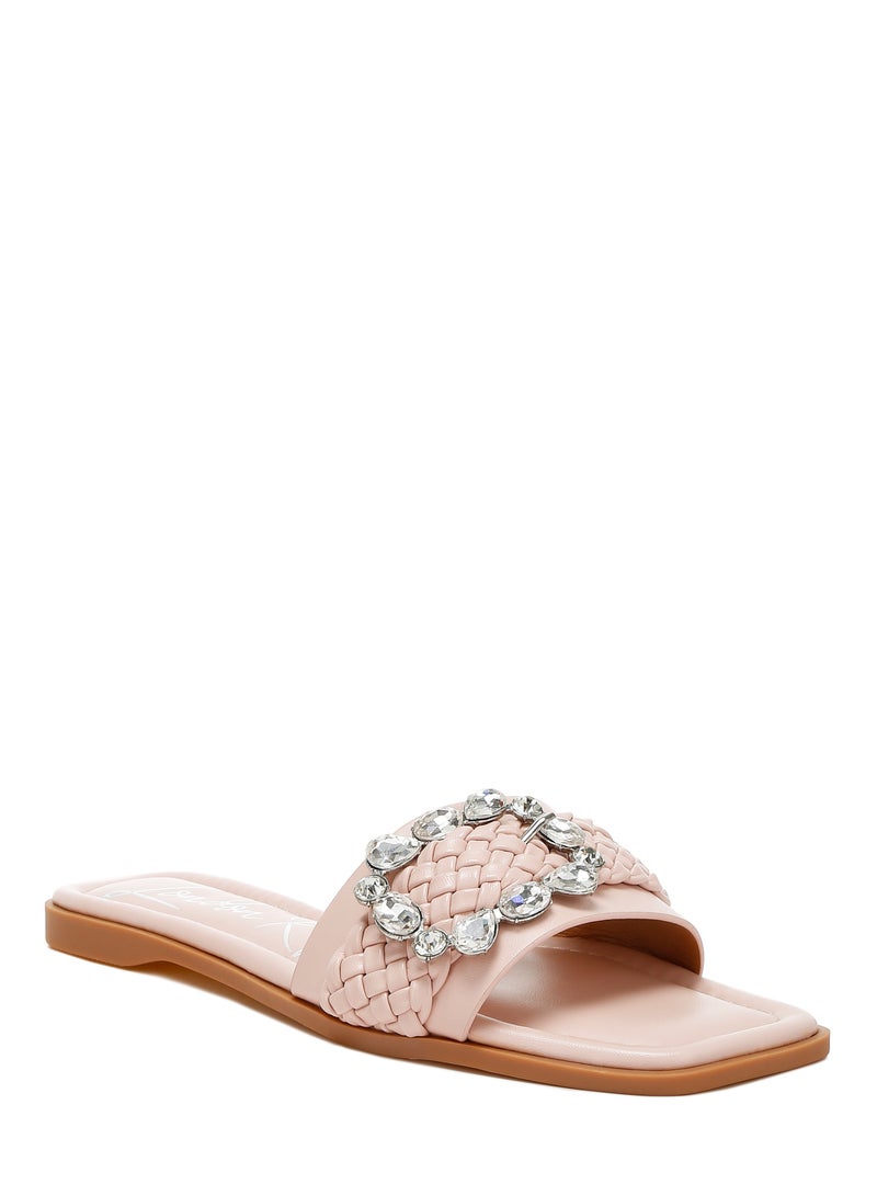 Diamante Flat Sandals in Pink