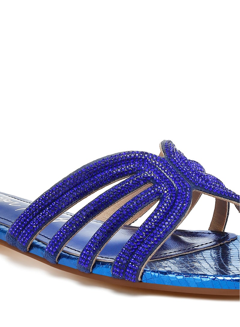 Rhinestone Cut Out Flats in Royal Blue