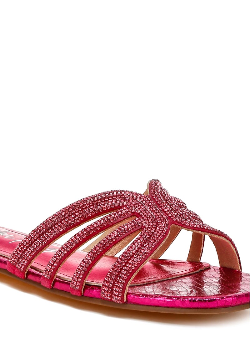 Fuchsia Rhinestone Cut Out Flats