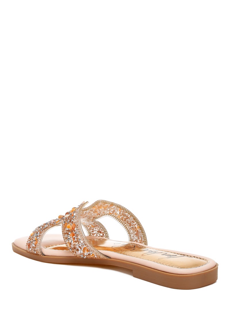 Pink Rhinestone Detail Cut-Out Flats