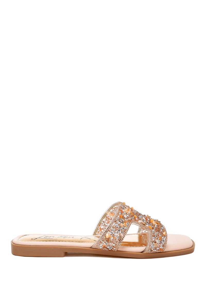 Pink Rhinestone Detail Cut-Out Flats