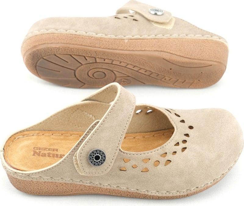 Summer Women's Insole Genuine Leather Velcro Slippers