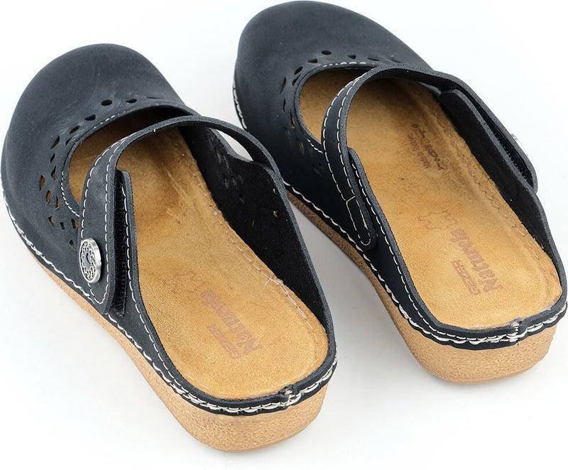 Summer Women's Insole Genuine Leather Velcro Slippers