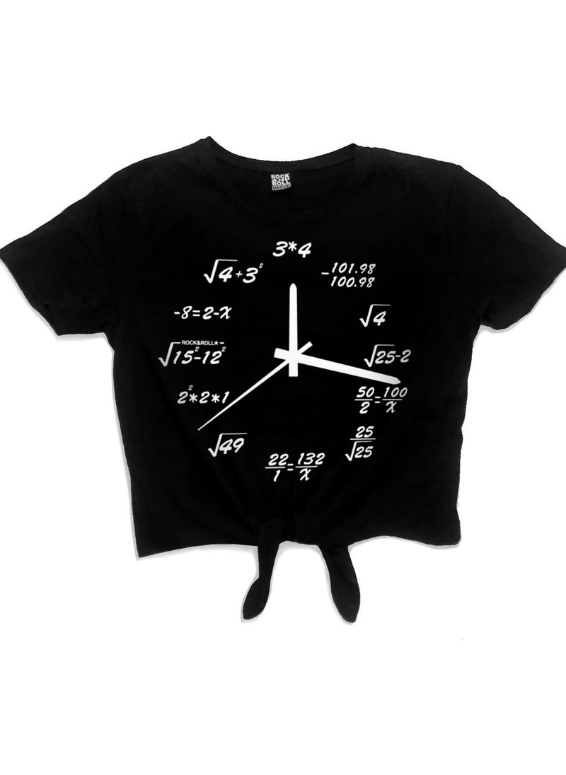 What Time Is It Black Short, Cut-Off Crop Top Women's T-Shirt