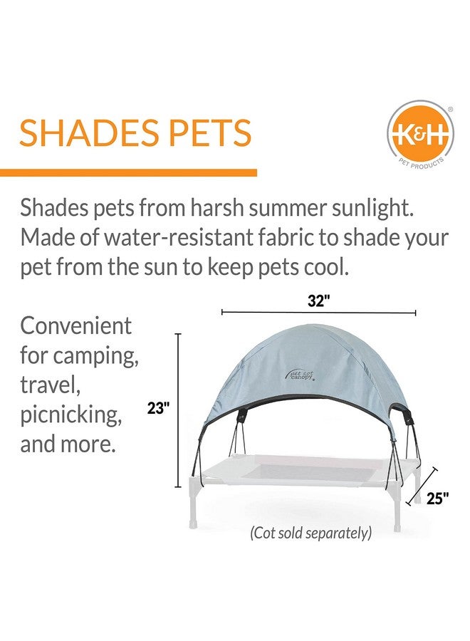 Pet Cot Shade Canopy For Elevated Outside Dog Beds, Dog Sun Umbrella Canopy For Dog Cots (Cots Sold Separately), Gray, Medium 32 X 25 Inches