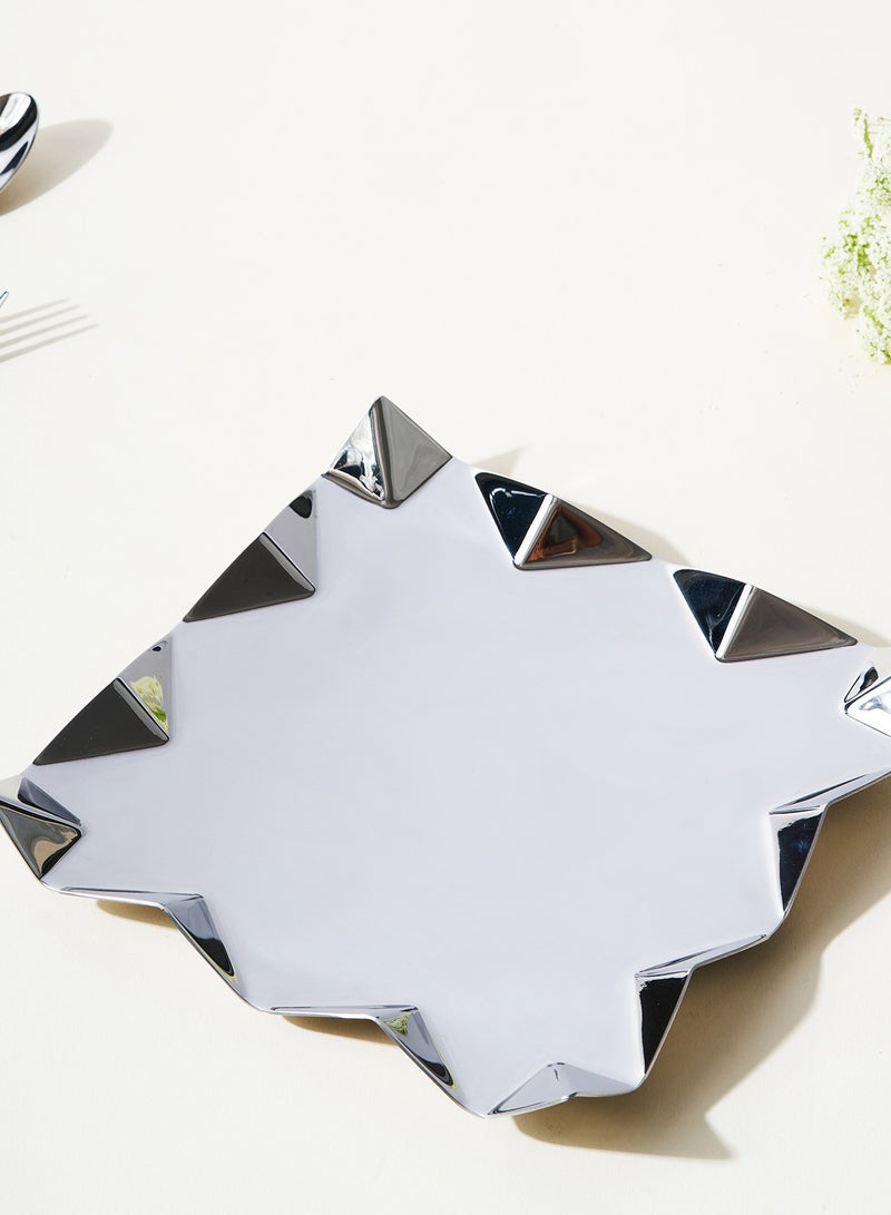 ARTTDINOX Designer Stainless Steel Square Platter | Zig Zag Serving Tray for Food and Dessert| by Jindal