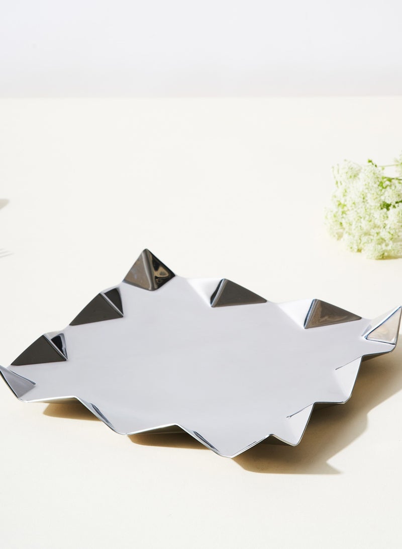 ARTTDINOX Designer Stainless Steel Square Platter | Zig Zag Serving Tray for Food and Dessert| by Jindal