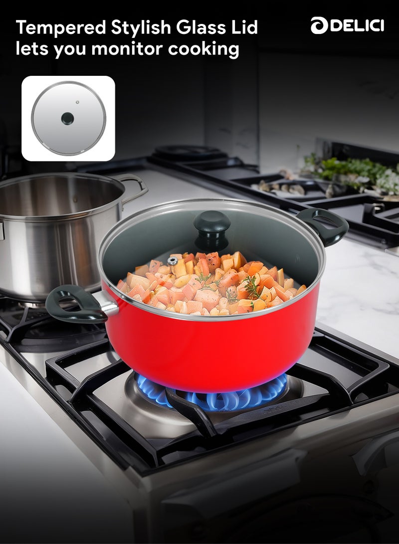 10 Piece Nonstick Cookware Set with Tempered Glass Lids, Heat Resistant Handles, 10X Tougher Nonstick Coating, Quick & Even Heat Distribution, Includes Saucepan, Wokpan, Frypan & Milkpan Kitchen Cooking Food Preparation Set - NCS10R