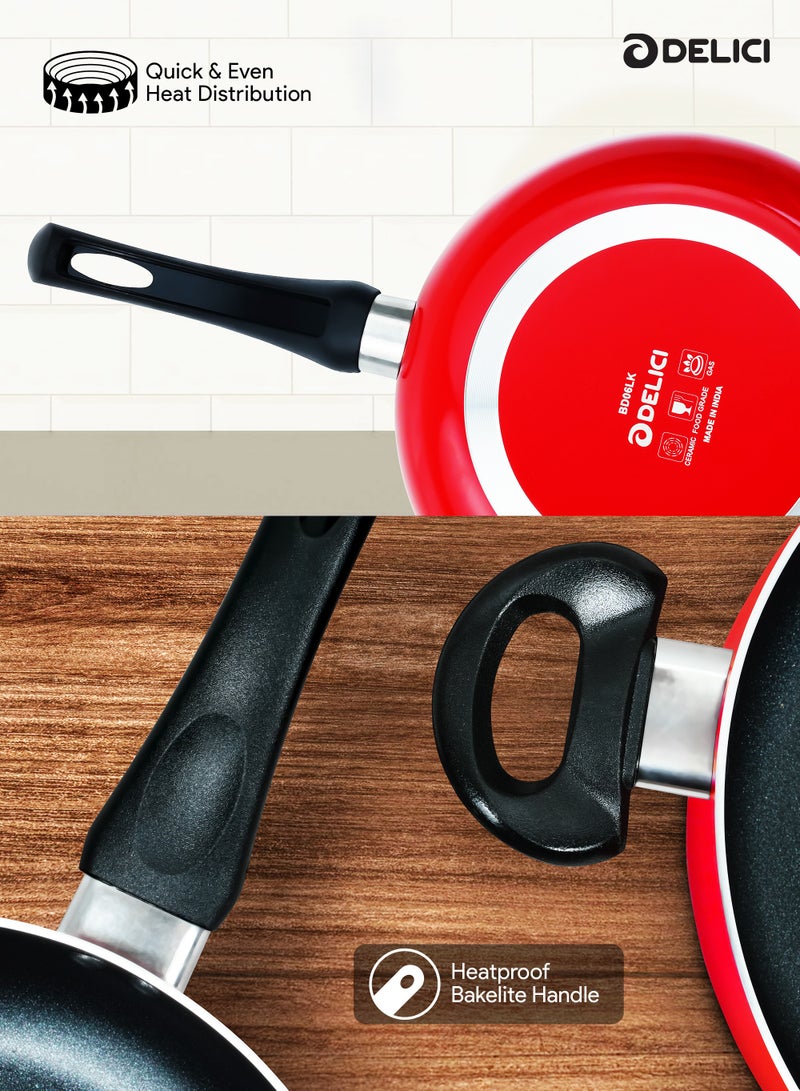 10 Piece Nonstick Cookware Set with Tempered Glass Lids, Heat Resistant Handles, 10X Tougher Nonstick Coating, Quick & Even Heat Distribution, Includes Saucepan, Wokpan, Frypan & Milkpan Kitchen Cooking Food Preparation Set - NCS10R