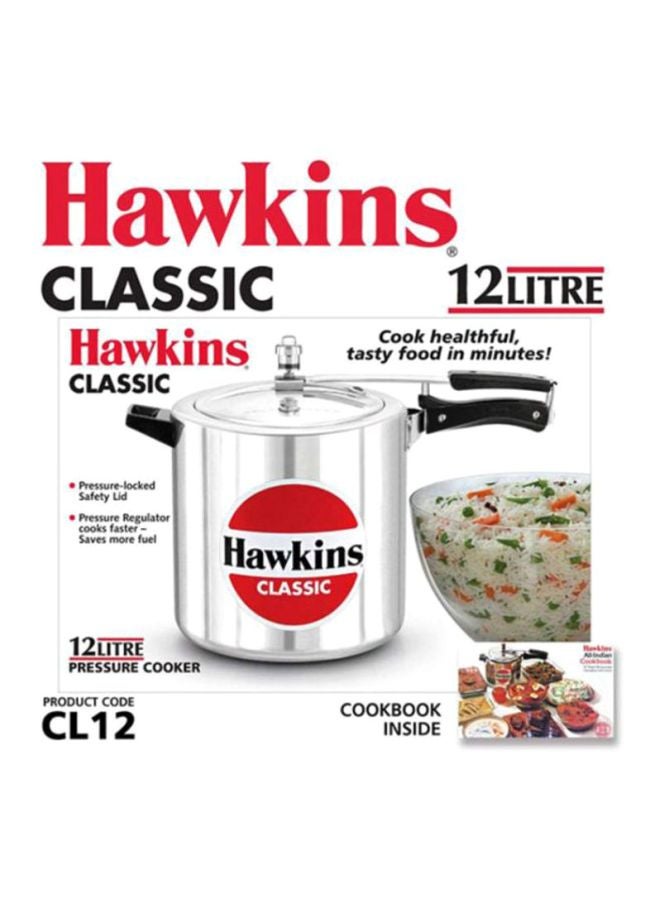 Classic Pressure Cooker Silver/Black 12Liters