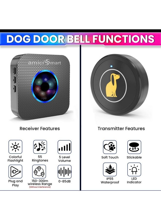 Premium Dog Potty Training Bell - Wireless Doorbell System With 55 Melodies & 5-Level Volume Control | Elegant Pet Communication Tool With One Transmitter & Receiver