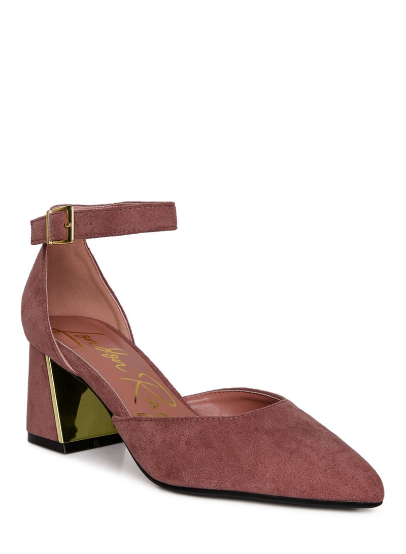 Blush Metallic Accent Angle Heeled Sandals