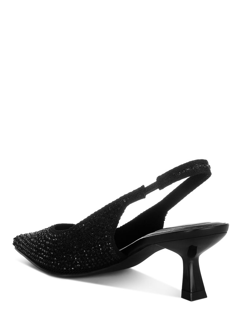 Flyknit Rhinestone Slingback Sandals in Black