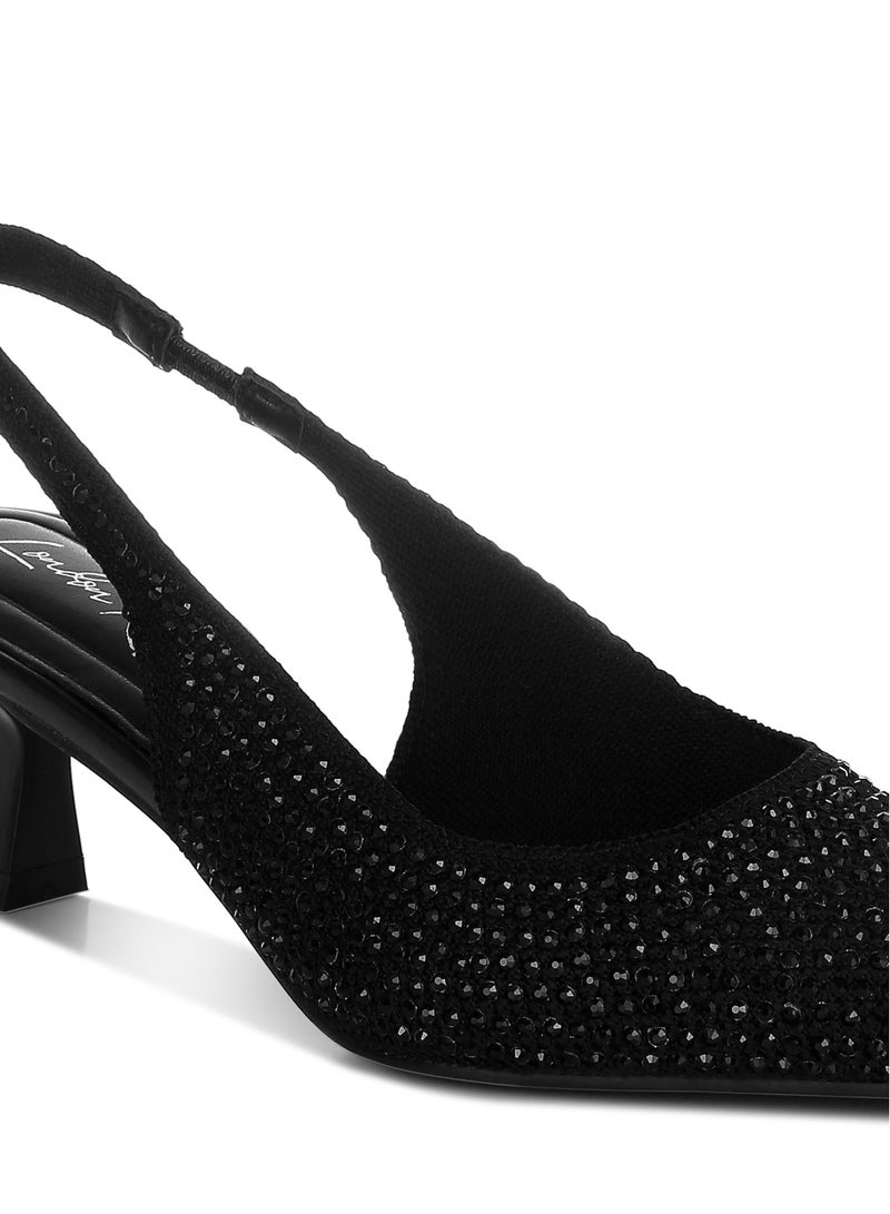 Flyknit Rhinestone Slingback Sandals in Black