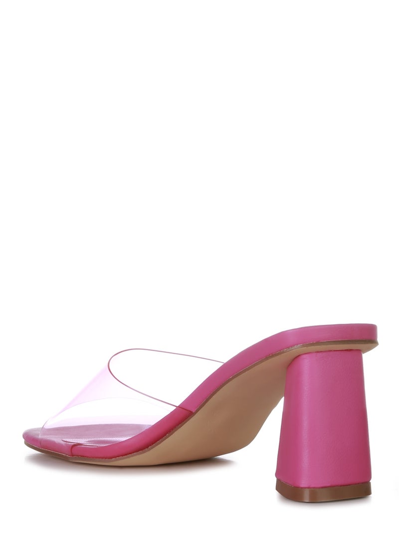 Fuchsia Clear Strap Slip On Sandal