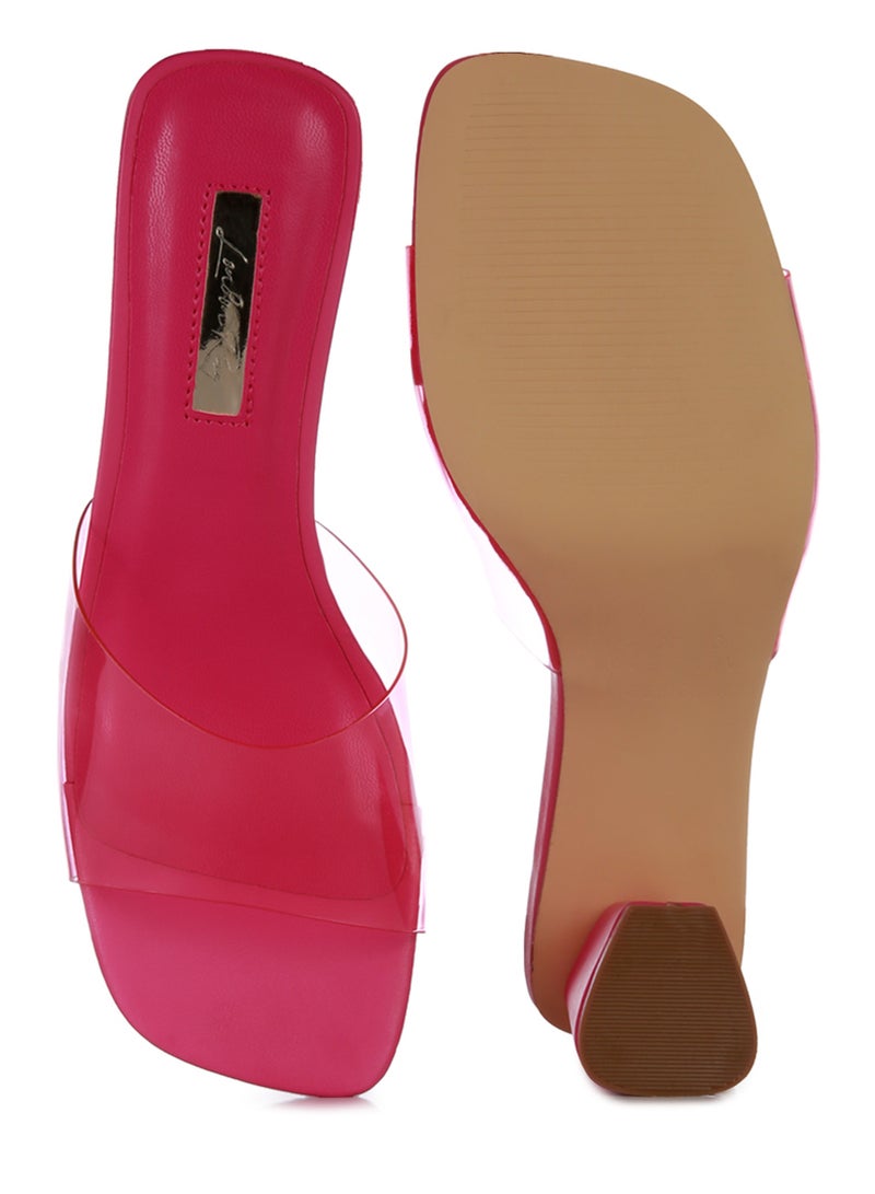 Fuchsia Clear Strap Slip On Sandal