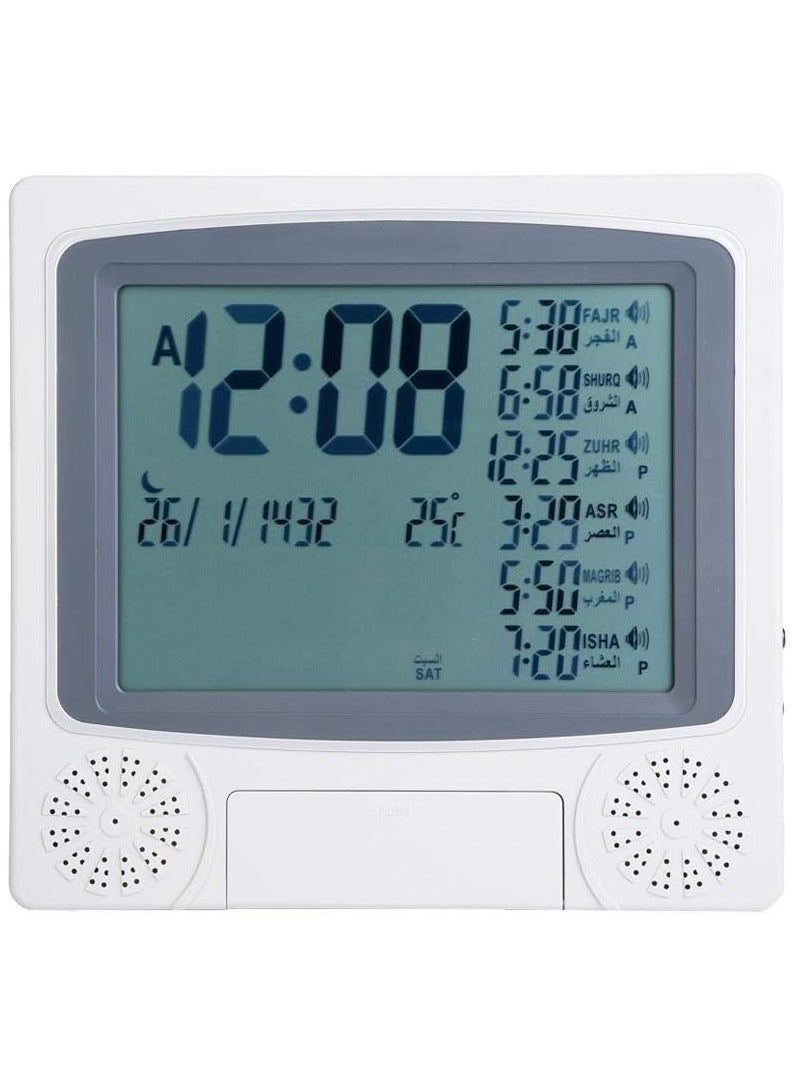 Muslim Azan Clock - Model 4010 with Five Daily Prayer Alarms and US City Guide – ZOON (Gray)