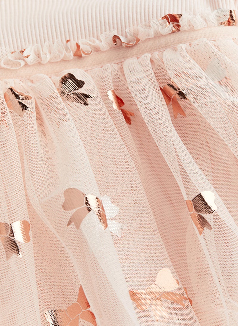 Tulle-Skirt Jersey Dress