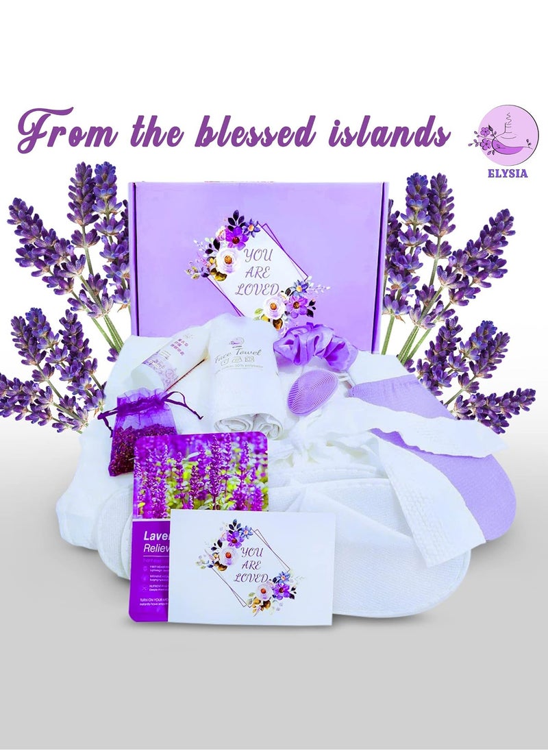 Spa Gift Set for Women, Lavender Essentials Bath and Body 12 items Set - with Bathrobe, Towel, Slippers,Gifts for Girlfriend, Sister, Mom; Mothers Day Gifts, Birthday Gifts for Women