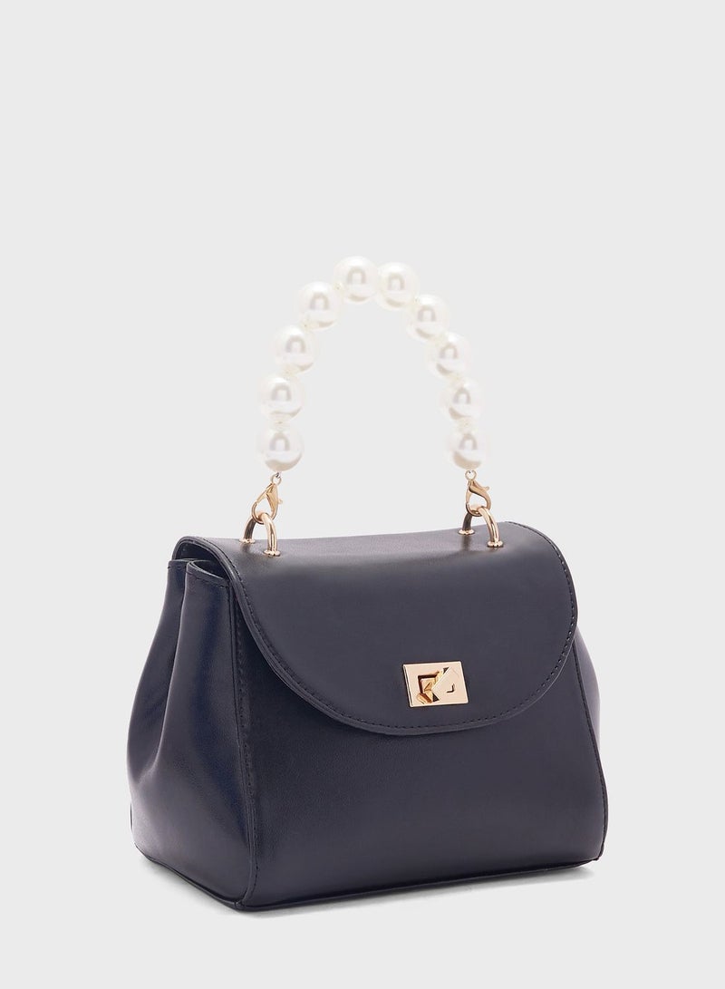 Satchel Bag With Pearl Handle