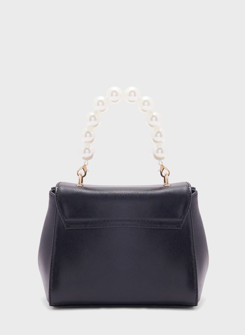 Satchel Bag With Pearl Handle