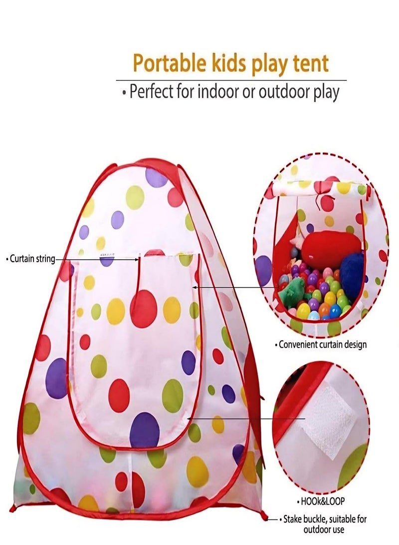 3-in-1 Folding 3pc Kids Play Tent with Tunnel,Play Crawl Tunnel for Boys,Girls,Babies & Toddlers Ball Pit Pop Up Playhouse Tent with Zippered Storage Bag