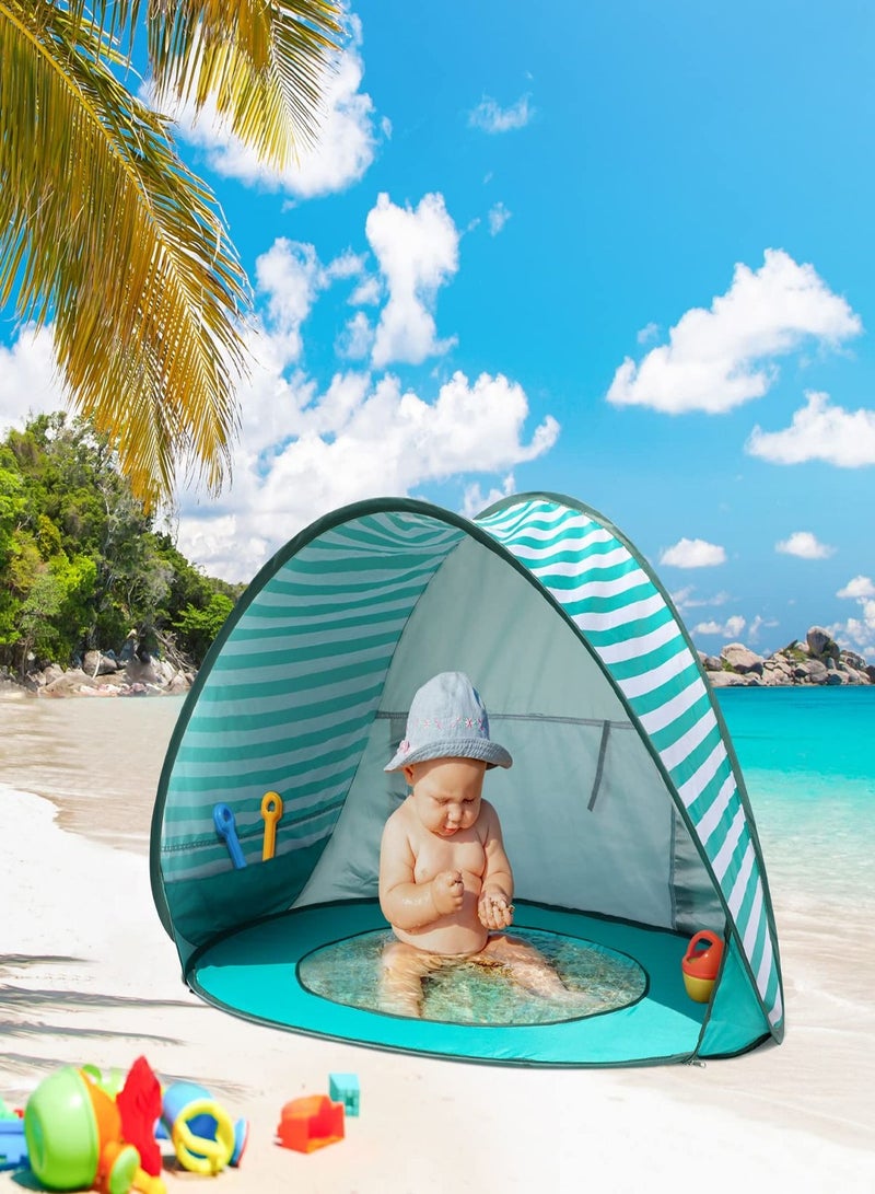 Baby Beach Tent with Pool, UPF 50+ Beach Sun Shelter Outdoor Tent for Aged 0-3 Baby and Kids, Parks and Beach Shade Portable Mini Pool