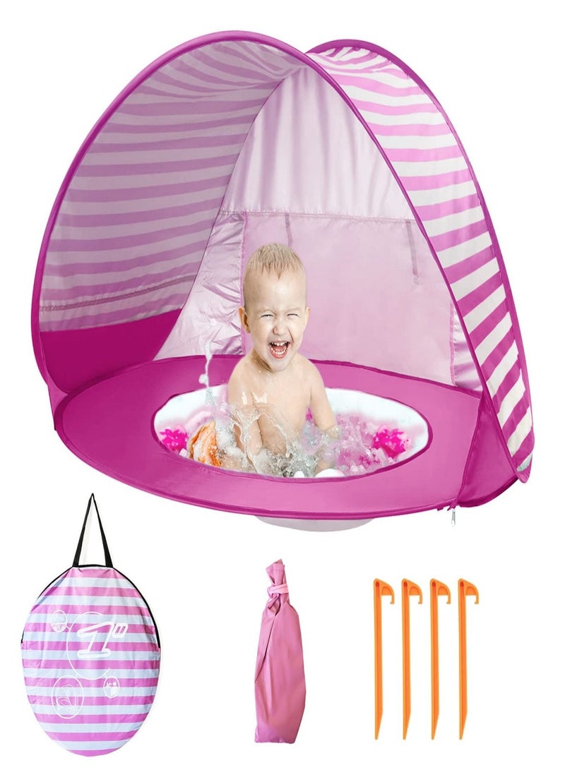 Baby Beach Tent with Pool, UPF 50+ Beach Sun Shelter Outdoor Tent for Aged 0-3 Baby and Kids, Parks and Beach Shade Portable Mini Pool