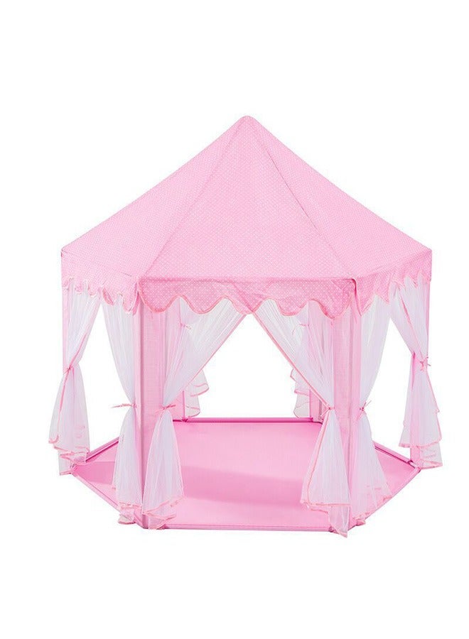 Indoor And Outdoor Mesh Tent Hexagonal Princess Castle Tent Play House Crawling Doll House, Pink