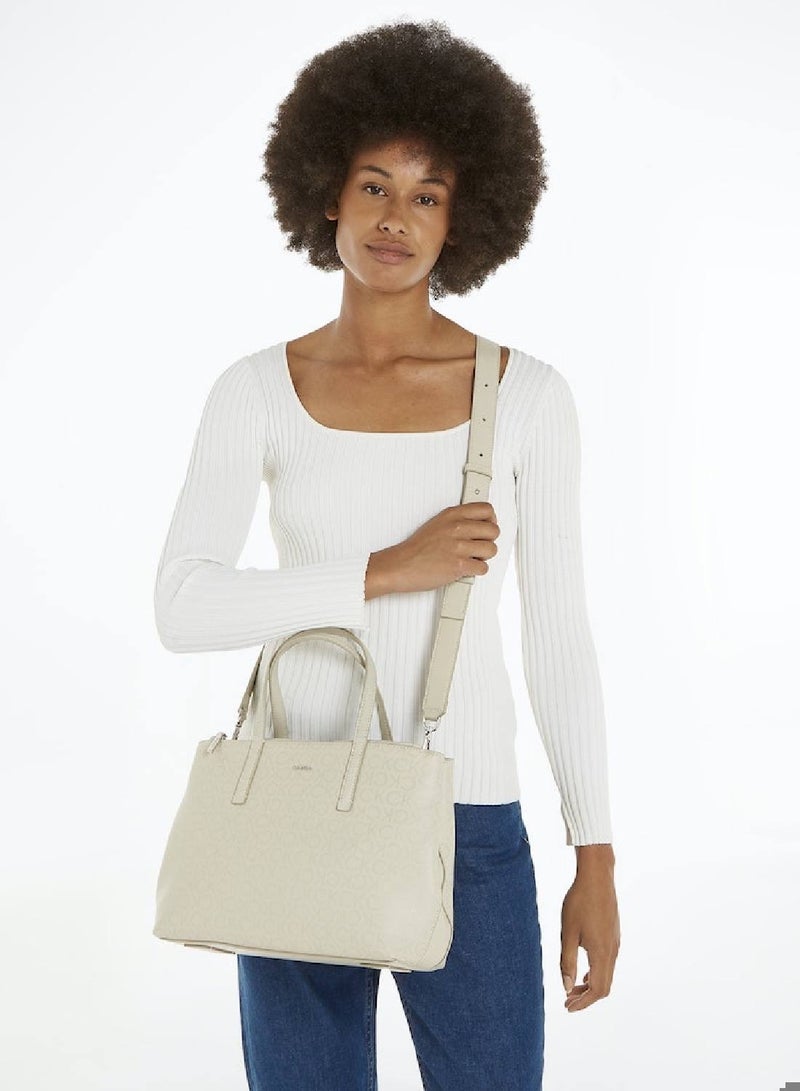 Women's Ck Must Tote Bag - Polyester, Beige