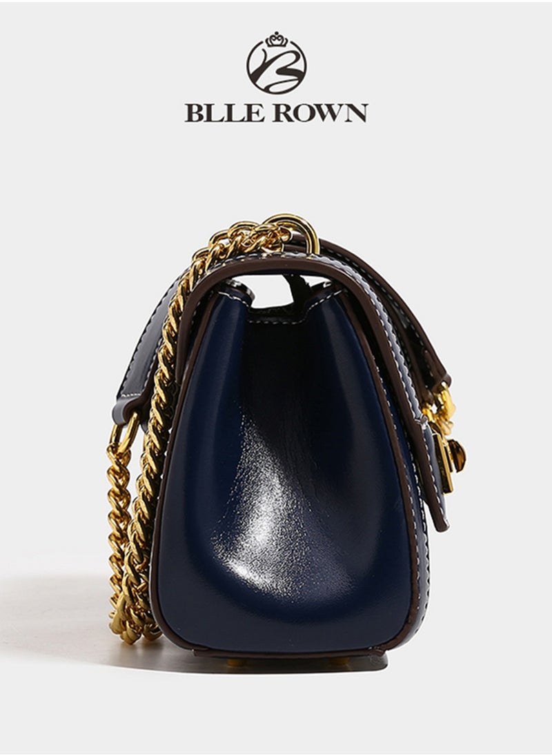 Women Vintage Klein Blue Crossbody Bag, Elegant Purse Pillow Bag with Adjustable Strap,Metal Chain Commuter Bag for Women, East West Bags For Business/Commute/Work/Office