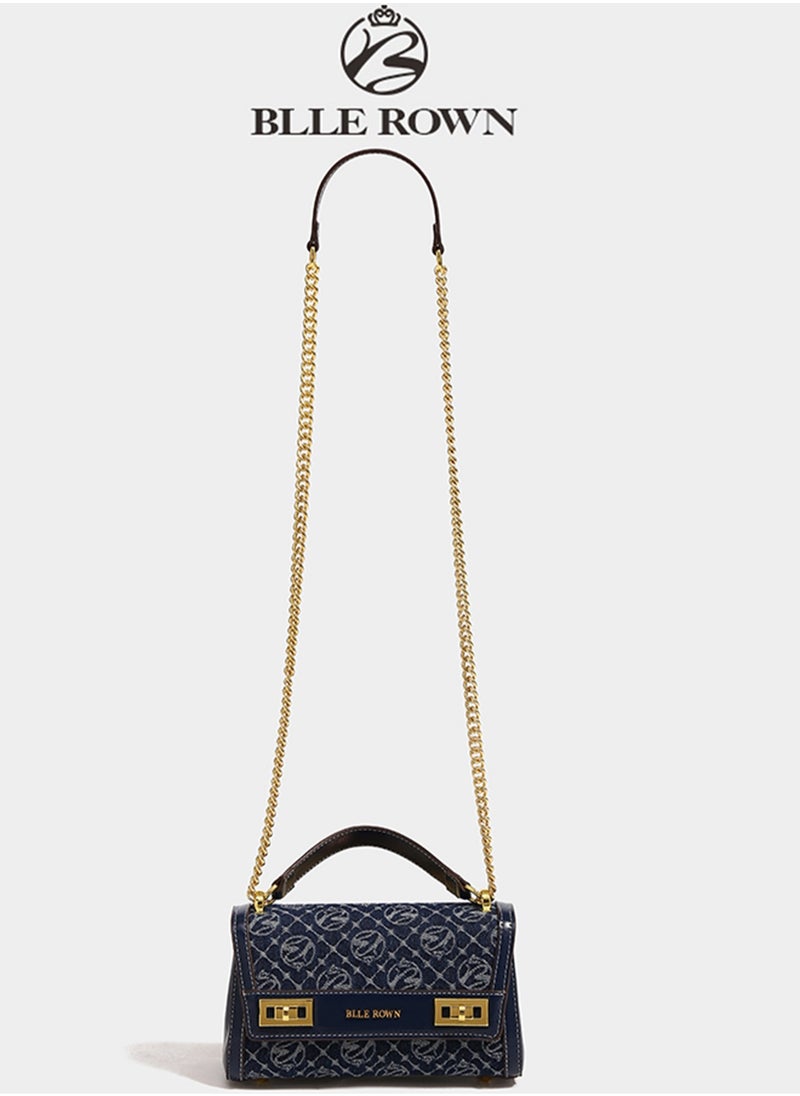 Women Vintage Klein Blue Crossbody Bag, Elegant Purse Pillow Bag with Adjustable Strap,Metal Chain Commuter Bag for Women, East West Bags For Business/Commute/Work/Office